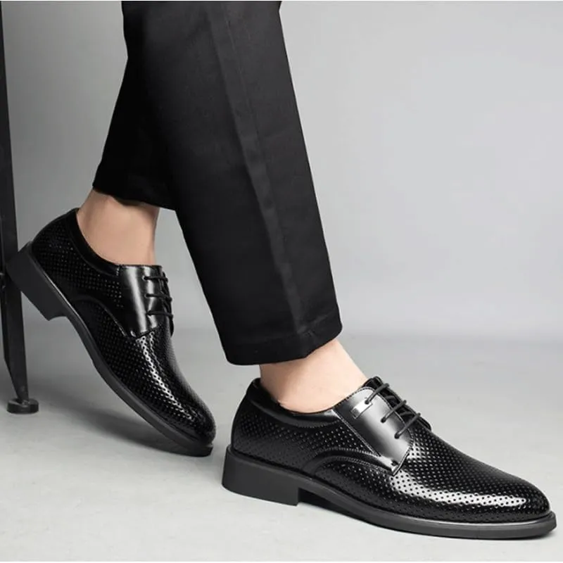 Men's Breathable Leather Wingtip Brogue Oxfords for Summer Outdoor Driving & Walking