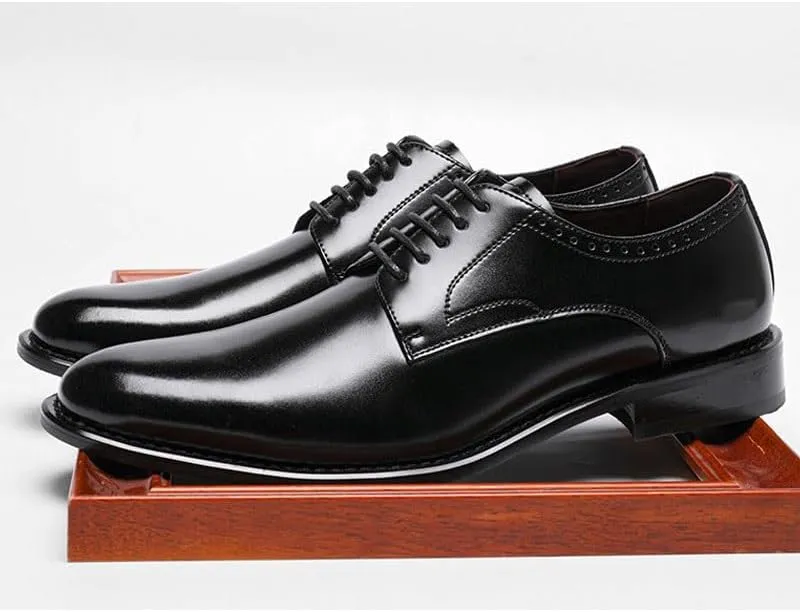Men's Breathable Leather Wingtip Brogue Oxfords for Wedding Evening Uniform Party Dress Shoes