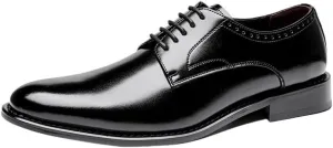 Men's Breathable Leather Wingtip Brogue Oxfords for Wedding Evening Uniform Party Dress Shoes