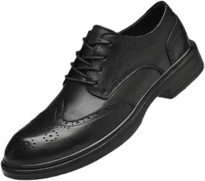 Men's Breathable Leather Wingtip Brogue Oxfords for Weddings, Parties, Work, Church, Pro