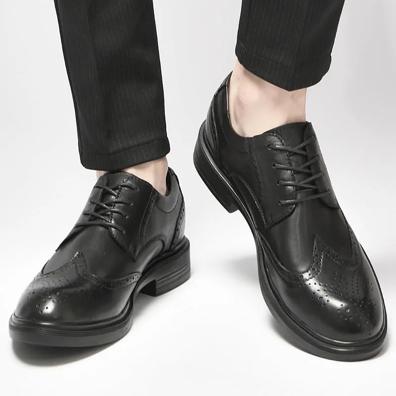 Men's Breathable Leather Wingtip Brogue Oxfords for Weddings, Parties, Work, Church, Pro