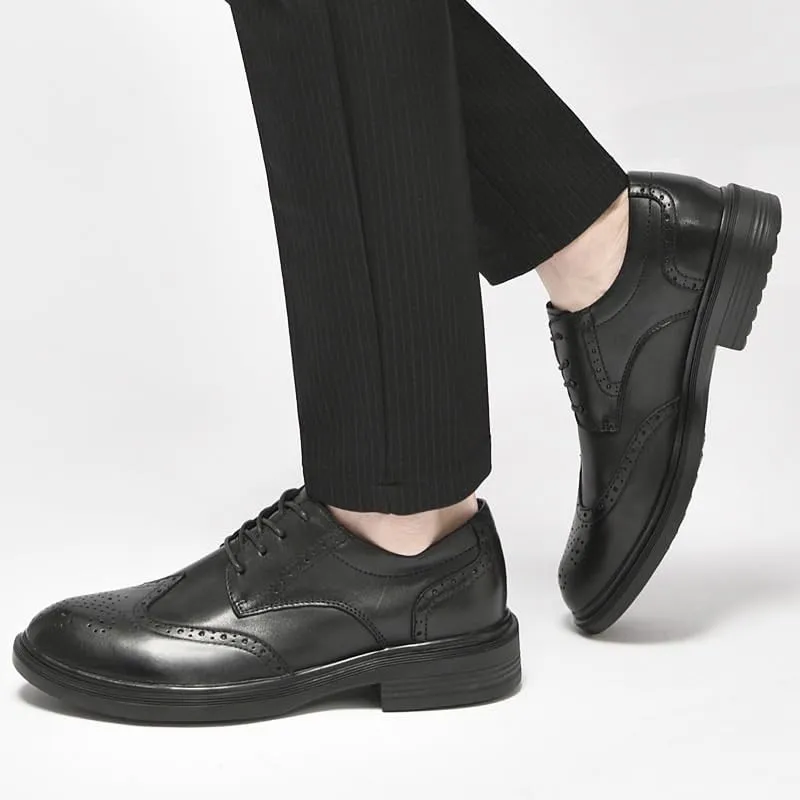 Men's Breathable Leather Wingtip Brogue Oxfords for Weddings, Parties, Work, Church, Pro