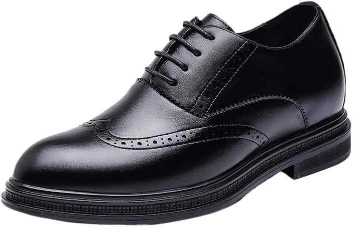 Men's Breathable Leather Wingtip Brogue Oxfords Formal Business Casual Oxford Trendy Upper Tuxedo Shoes for Men