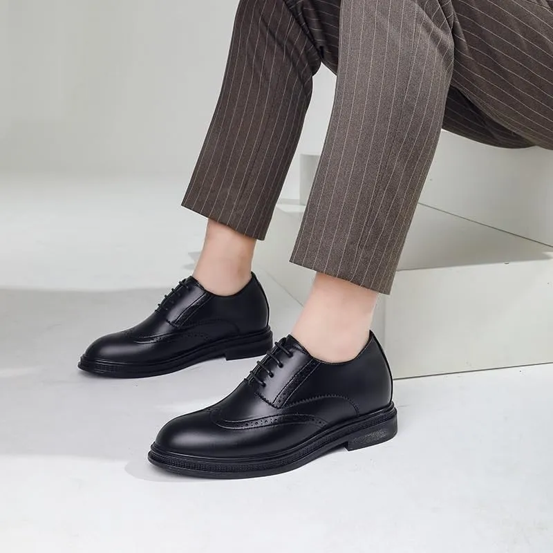 Men's Breathable Leather Wingtip Brogue Oxfords Formal Business Casual Oxford Trendy Upper Tuxedo Shoes for Men