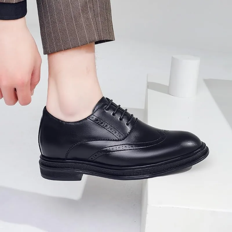 Men's Breathable Leather Wingtip Brogue Oxfords Formal Business Casual Oxford Trendy Upper Tuxedo Shoes for Men