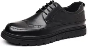 Men's Breathable Leather Wingtip Brogue Oxfords Genuine Derby Fashion Formal Tuxedo Walking Shoes for Men