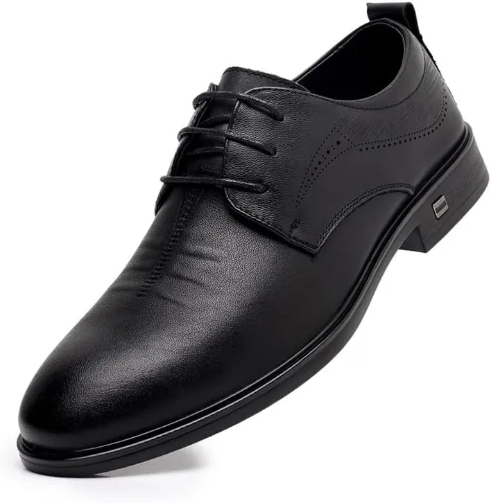 Men's Breathable Leather Wingtip Brogue Oxfords Lightweight All-Day Comfort Non-Slip Soft Sole Penny