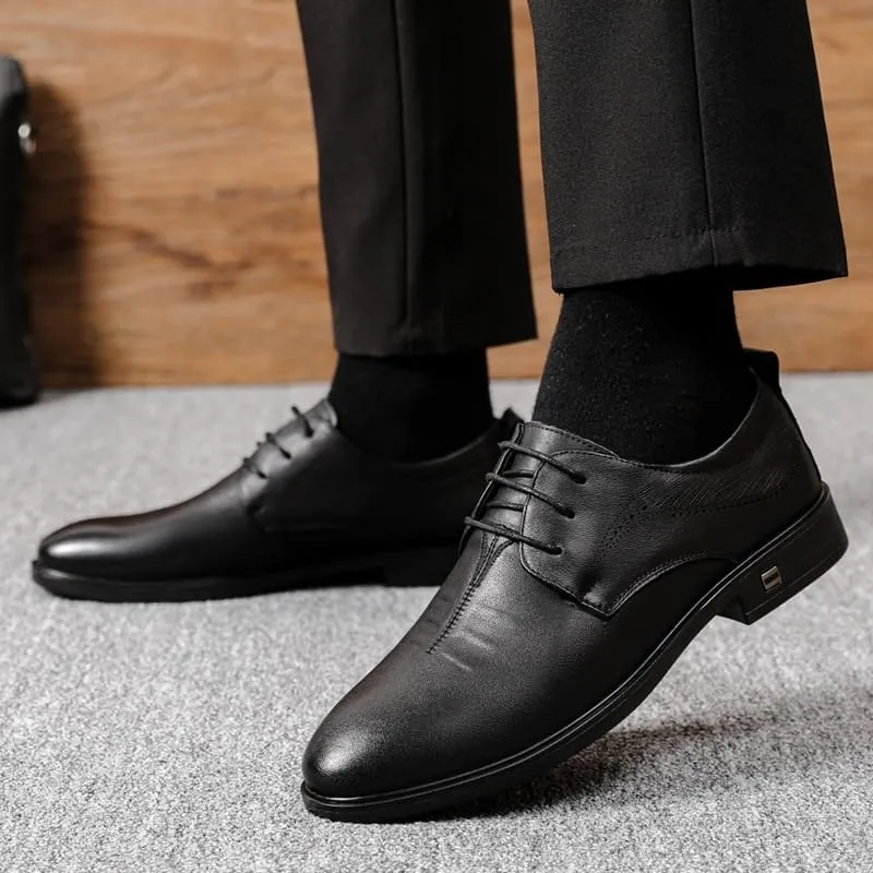 Men's Breathable Leather Wingtip Brogue Oxfords Lightweight All-Day Comfort Non-Slip Soft Sole Penny