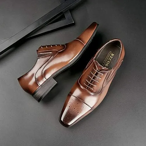 Men's Breathable Leather Wingtip Brogue Oxfords Men Comfort Hand Stitched Business Formal Derby Shoes
