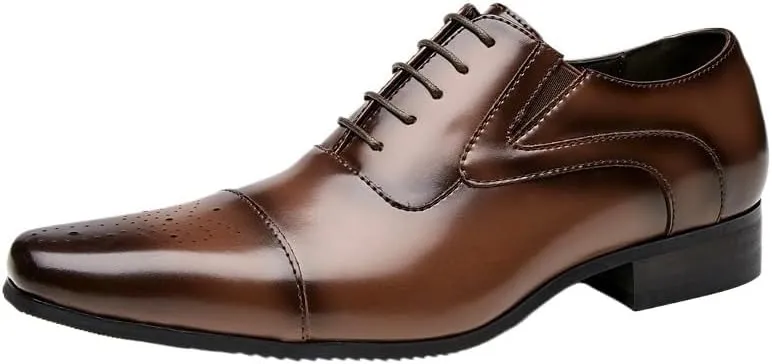 Men's Breathable Leather Wingtip Brogue Oxfords Men Comfort Hand Stitched Business Formal Derby Shoes