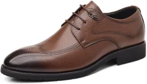 Men's Breathable Leather Wingtip Brogue Oxfords Modern Wedding Office Work Tuxedo Derby Shoes for Men