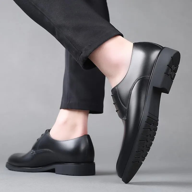 Men's Breathable Leather Wingtip Brogue Oxfords Office Working Derby Shoes Fashion Casual Classic Pointed-Toe Formal Shoes