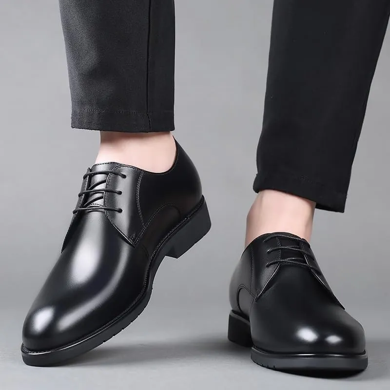 Men's Breathable Leather Wingtip Brogue Oxfords Office Working Derby Shoes Fashion Casual Classic Pointed-Toe Formal Shoes