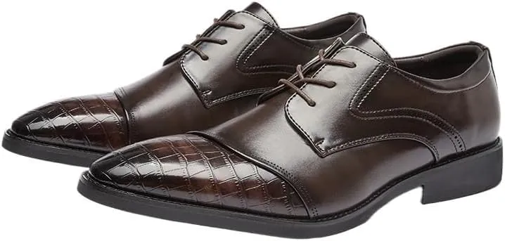 Men's Breathable Leather Wingtip Brogue Oxfords Prom Wedding Business Office Dress Shoes