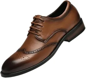 Men's Breathable Leather Wingtip Brogue Oxfords Prom Wedding Business Office Dress Shoes