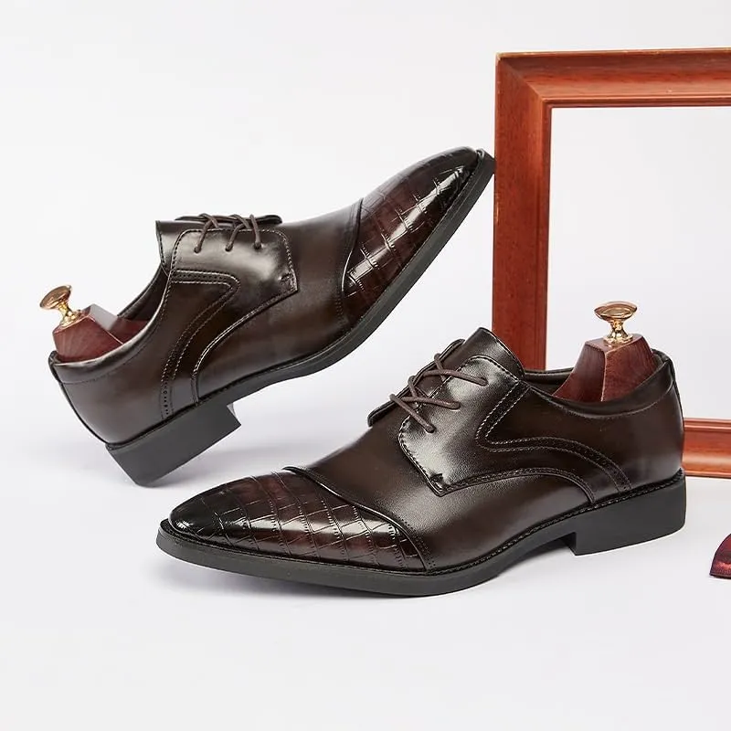Men's Breathable Leather Wingtip Brogue Oxfords Prom Wedding Business Office Dress Shoes