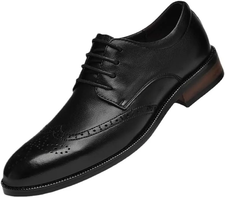Men's Breathable Leather Wingtip Brogue Oxfords Prom Wedding Business Office Dress Shoes