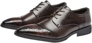 Men's Breathable Leather Wingtip Brogue Oxfords Prom Wedding Business Office Dress Shoes