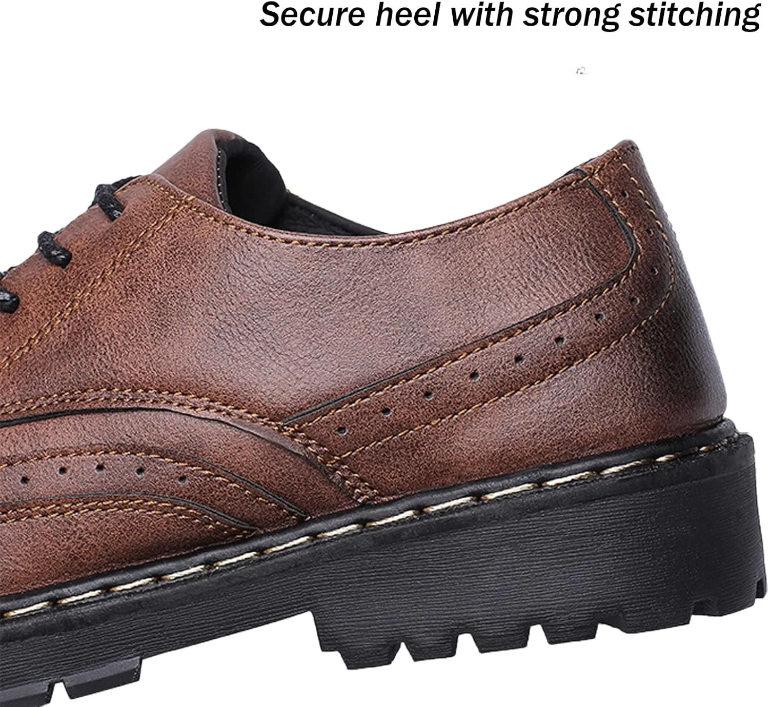 Mens Brogues Oxford Leather Shoes,Fashion British Style Casual Business Formal Shoes,Handmade Lace-Up Non-Slip Office Work Shoes