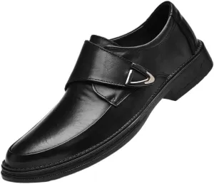 Men's Casual Dress Shoes Slip-On Black Wedding Loafer for Men Breathable Leather Wingtip Brogue Oxfords