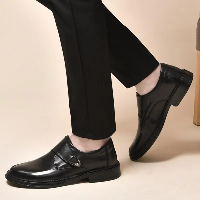 Men's Casual Dress Shoes Slip-On Black Wedding Loafer for Men Breathable Leather Wingtip Brogue Oxfords