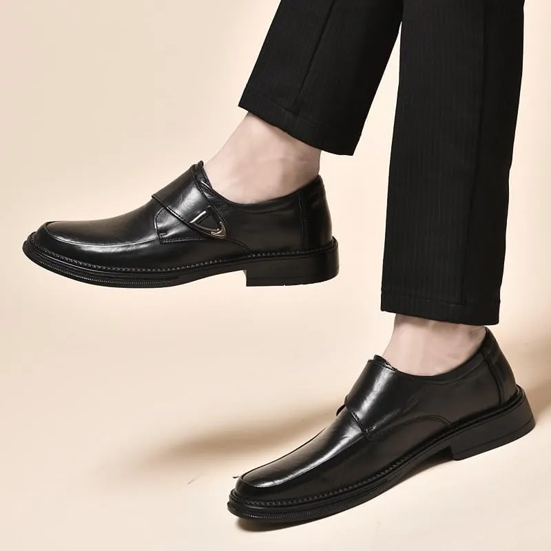 Men's Casual Dress Shoes Slip-On Black Wedding Loafer for Men Breathable Leather Wingtip Brogue Oxfords