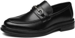 Men's Classic Leather Dress Shoes Fashion Buckle Slip-on Mens Brogue Oxfords Shoes Wedding Loafers for Men
