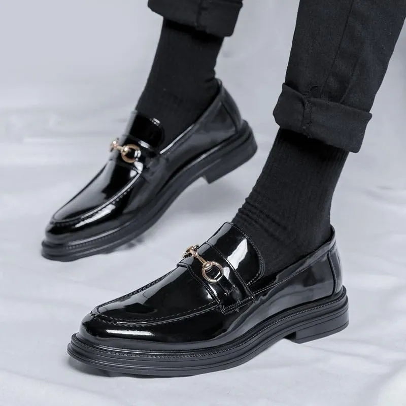 Men's Classic Leather Dress Shoes Fashion Buckle Slip-on Mens Brogue Oxfords Shoes Wedding Loafers for Men