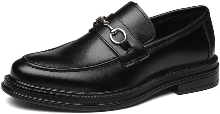 Men's Classic Leather Dress Shoes Fashion Buckle Slip-on Mens Brogue Oxfords Shoes Wedding Loafers for Men