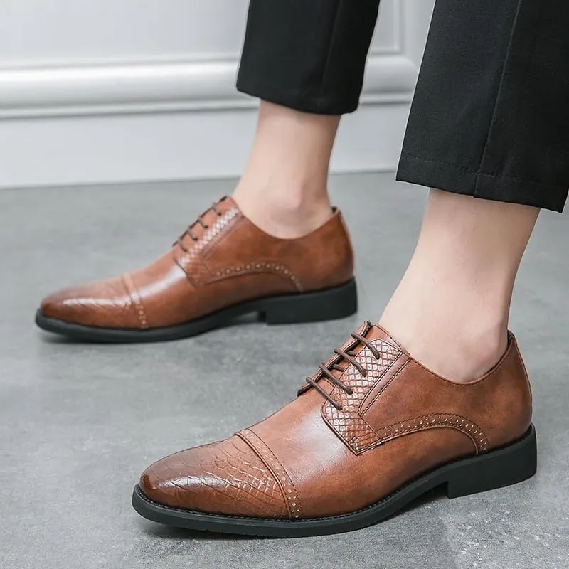 Men's Dress Shoes Breathable Lace Up Shoes for Business Office Wear Mens Platform Wingtip Brogue Oxfords
