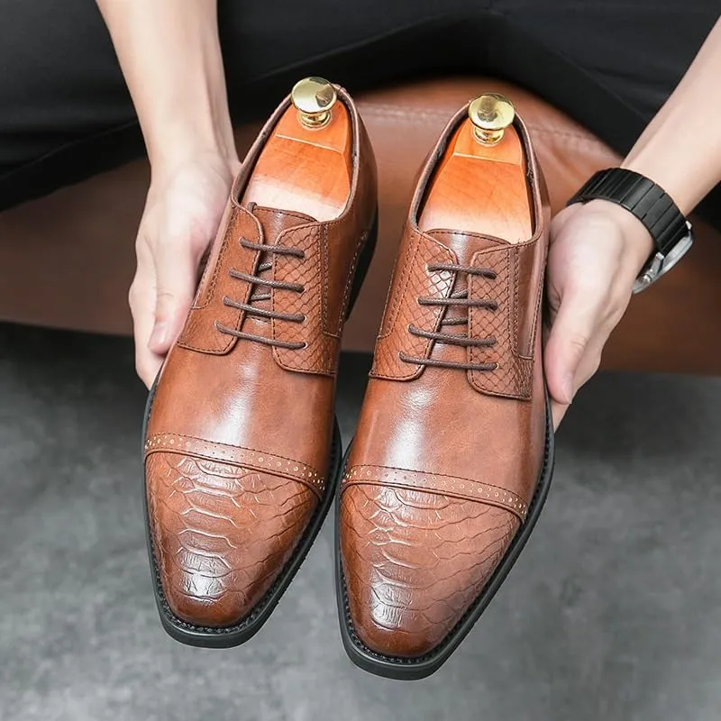 Men's Dress Shoes Breathable Lace Up Shoes for Business Office Wear Mens Platform Wingtip Brogue Oxfords