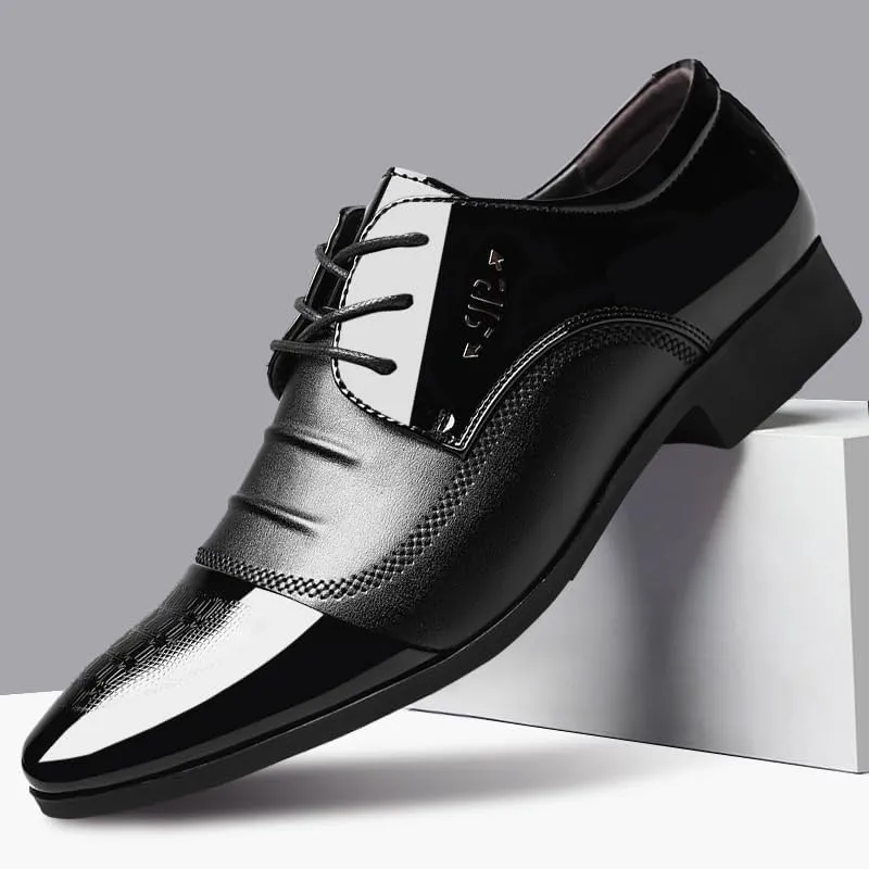 Mens Lace-Up Dress Shoes Men's Breathable Leather Wingtip Brogue Oxfords Fashion Comfort Tuxedo Shoes for Men
