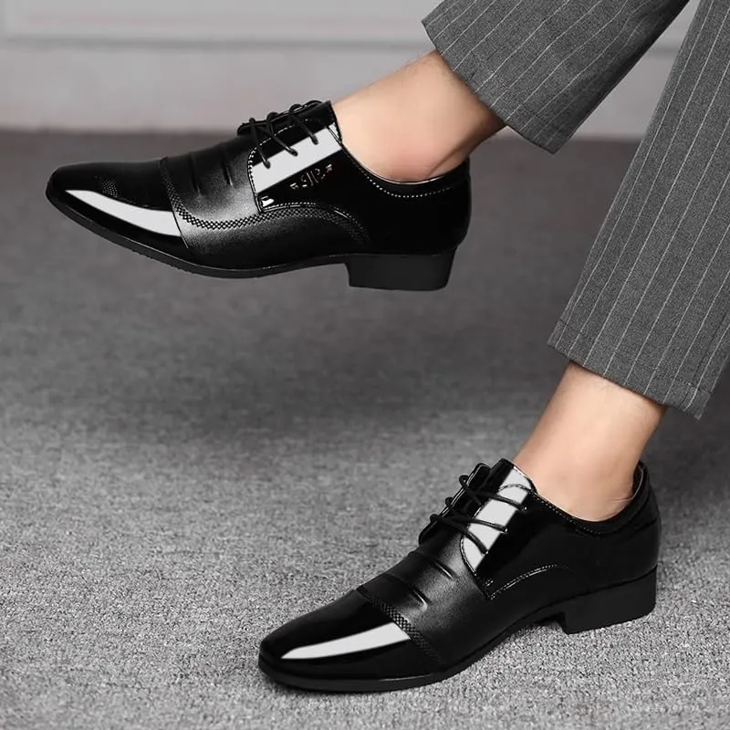 Mens Lace-Up Dress Shoes Men's Breathable Leather Wingtip Brogue Oxfords Fashion Comfort Tuxedo Shoes for Men