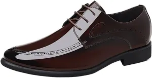 Men's Shiny Patent Leather Dress Shoes Mens Breathable Leather Wingtip Brogue Oxfords for Work Business Weddin