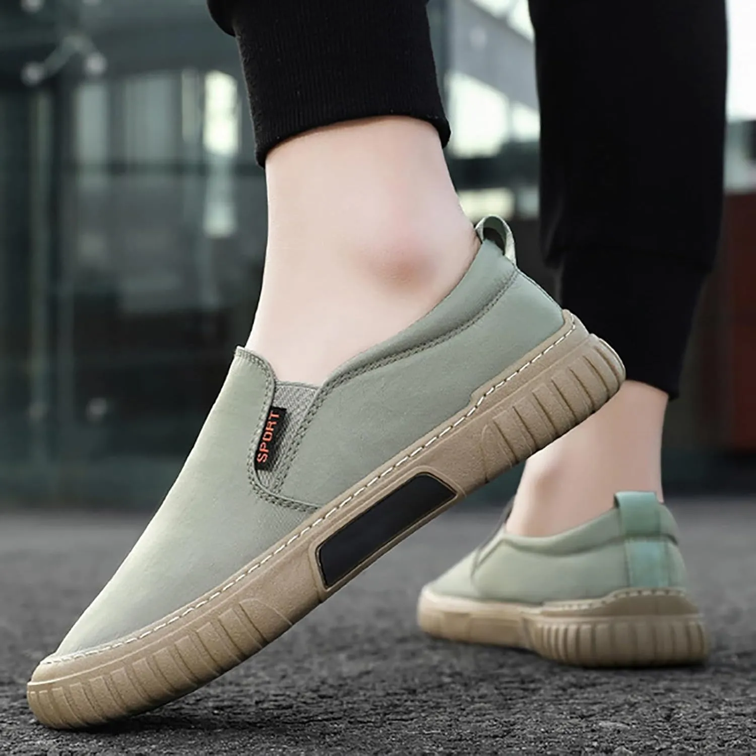Men's Single Foot Stirrup Sneakers Canvas Comfortable Breathable Casual Fashion Shoes Slip for Summer