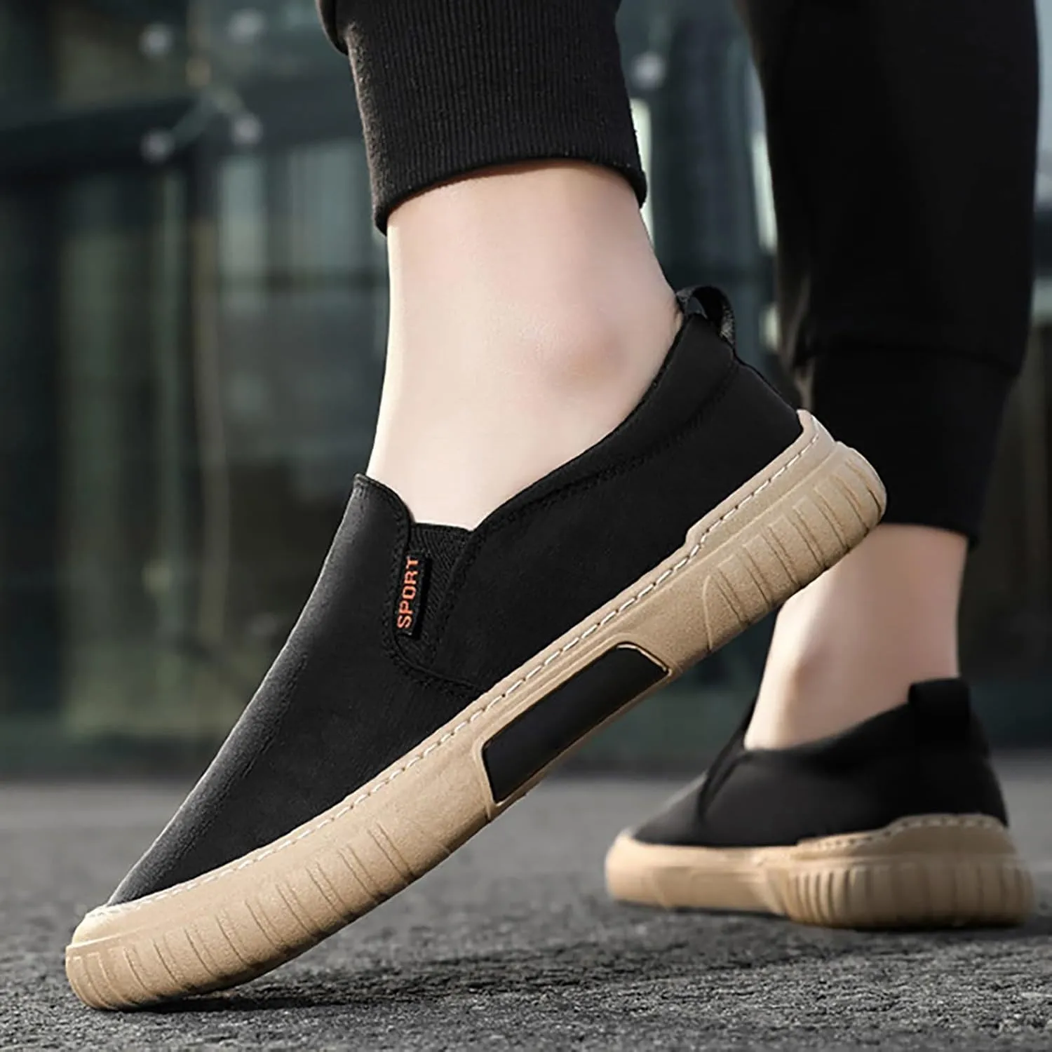 Men's Single Foot Stirrup Sneakers Canvas Comfortable Breathable Casual Fashion Shoes Slip for Summer