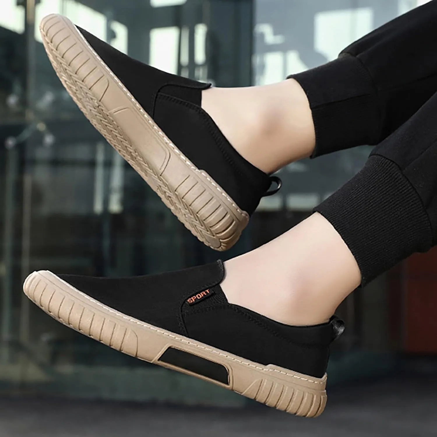Men's Single Foot Stirrup Sneakers Canvas Comfortable Breathable Casual Fashion Shoes Slip for Summer