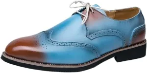Men's Wingtip Two Tone Patchwork Brogue Oxfords Shoes Leather Fashion Dress Sneakers Comfort Walking Driving Shoes