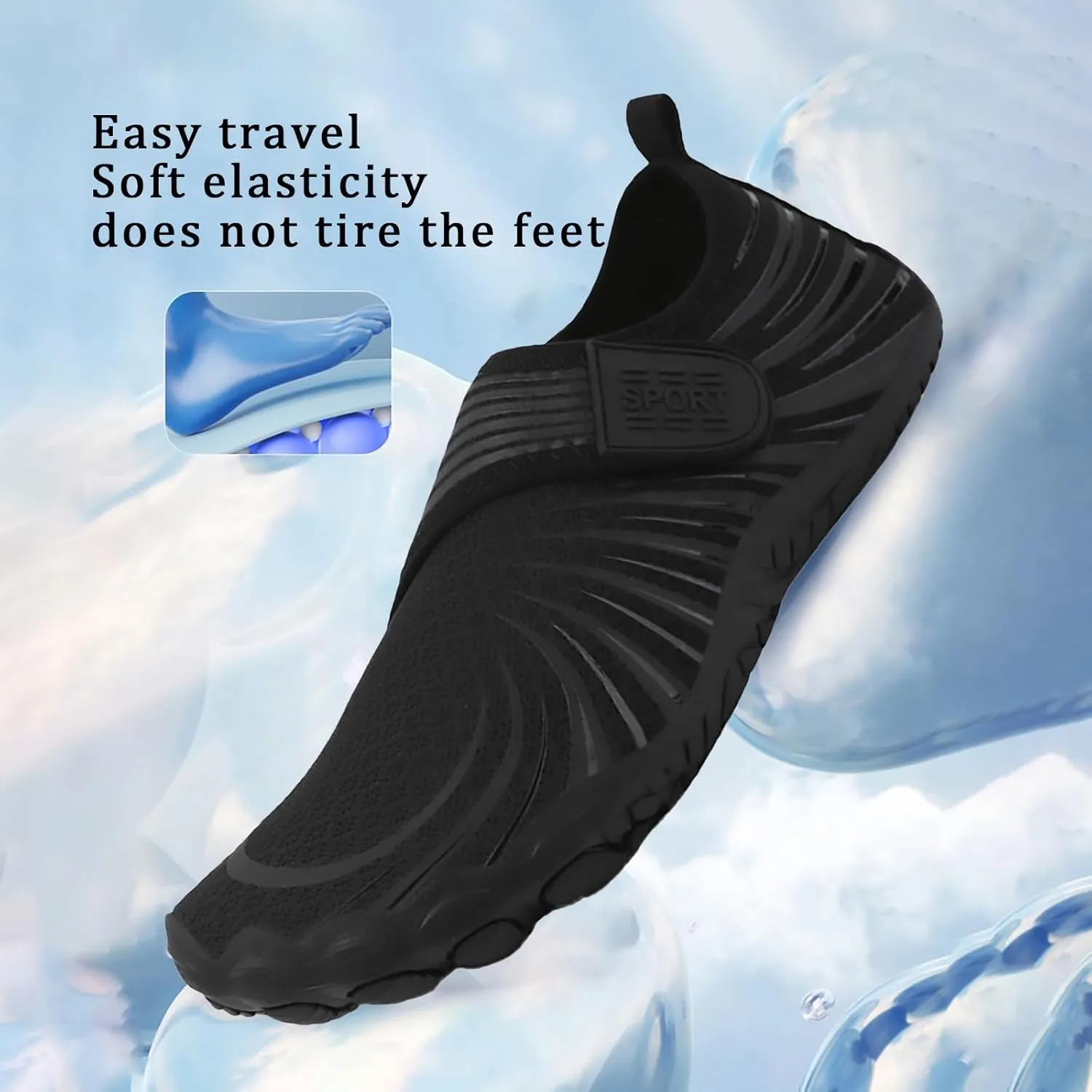 Mens Womens Water Shoes, Breathable Lightweight Quick Dry Barefoot Aqua Footwear for Summer Beach Surfing Training