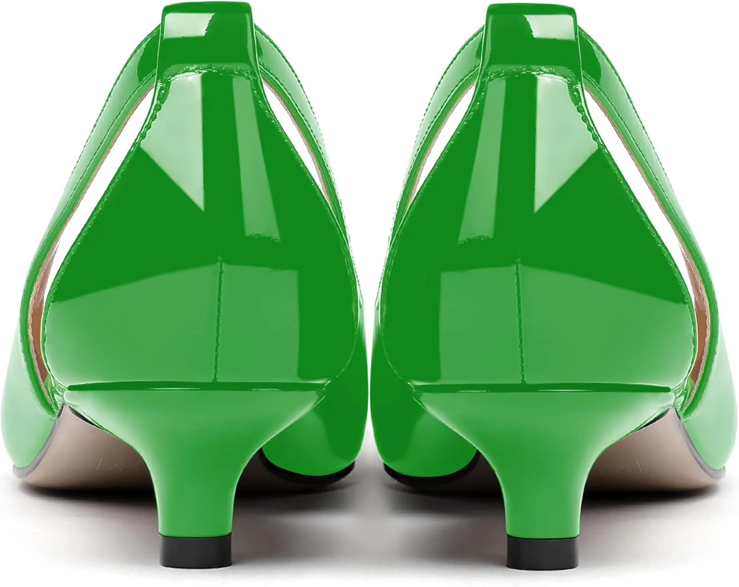 MERRORI Women's Pumps Kitten Low Heel Slip On Pointed Toe Dress Shoes Patent Leather Pumps Shoes 1.5 Inch