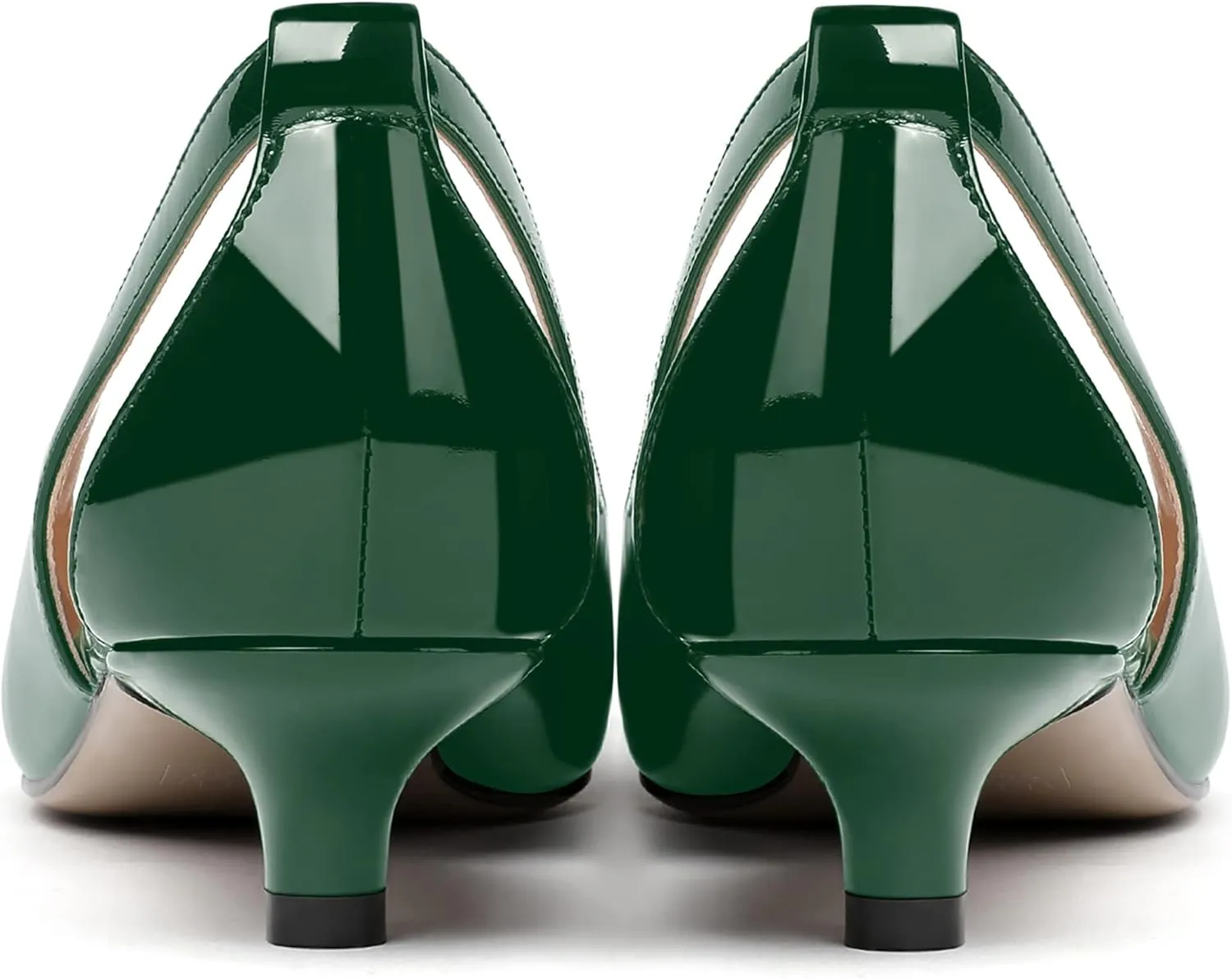MERRORI Women's Pumps Kitten Low Heel Slip On Pointed Toe Dress Shoes Patent Leather Pumps Shoes 1.5 Inch