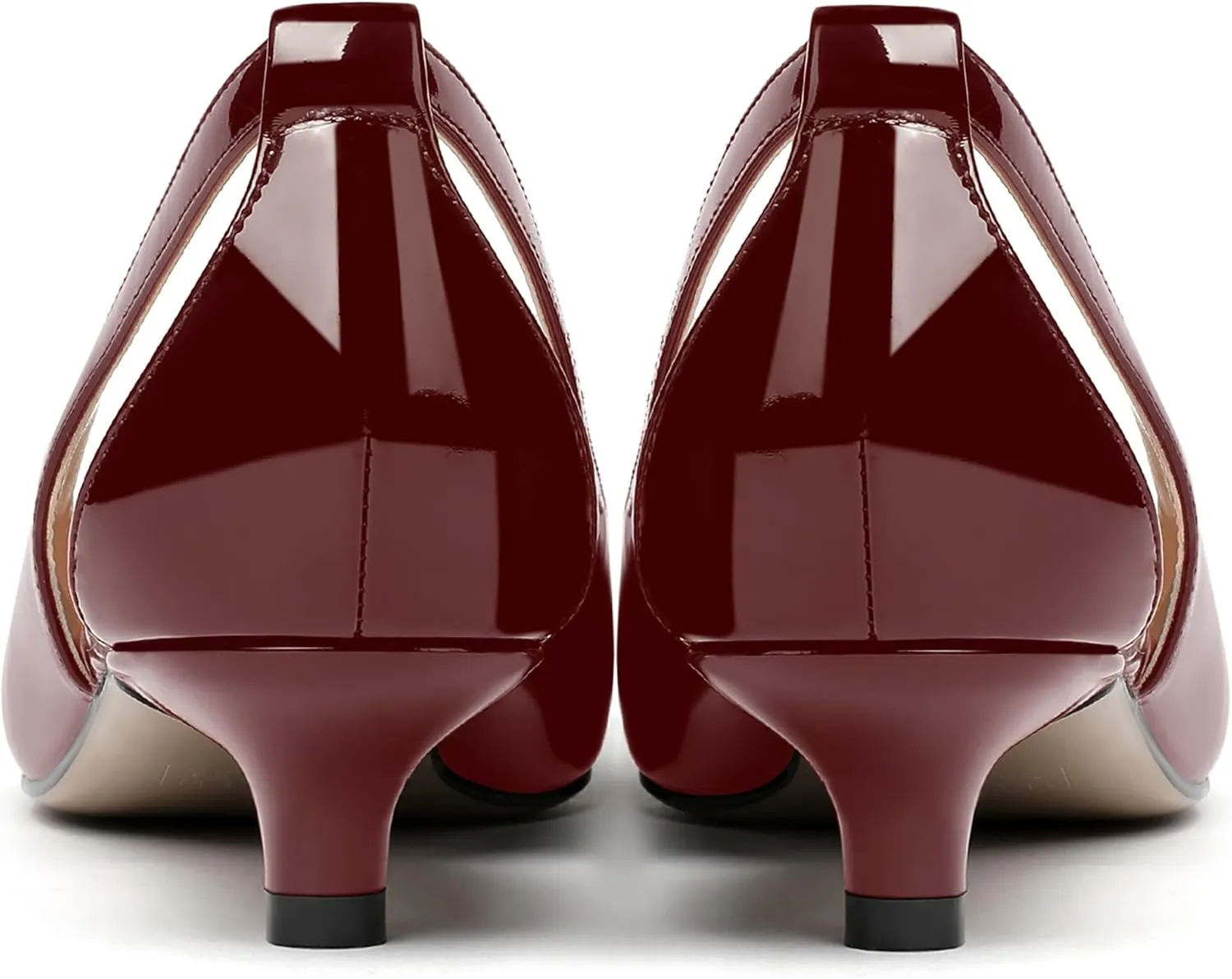 MERRORI Women's Pumps Kitten Low Heel Slip On Pointed Toe Dress Shoes Patent Leather Pumps Shoes 1.5 Inch