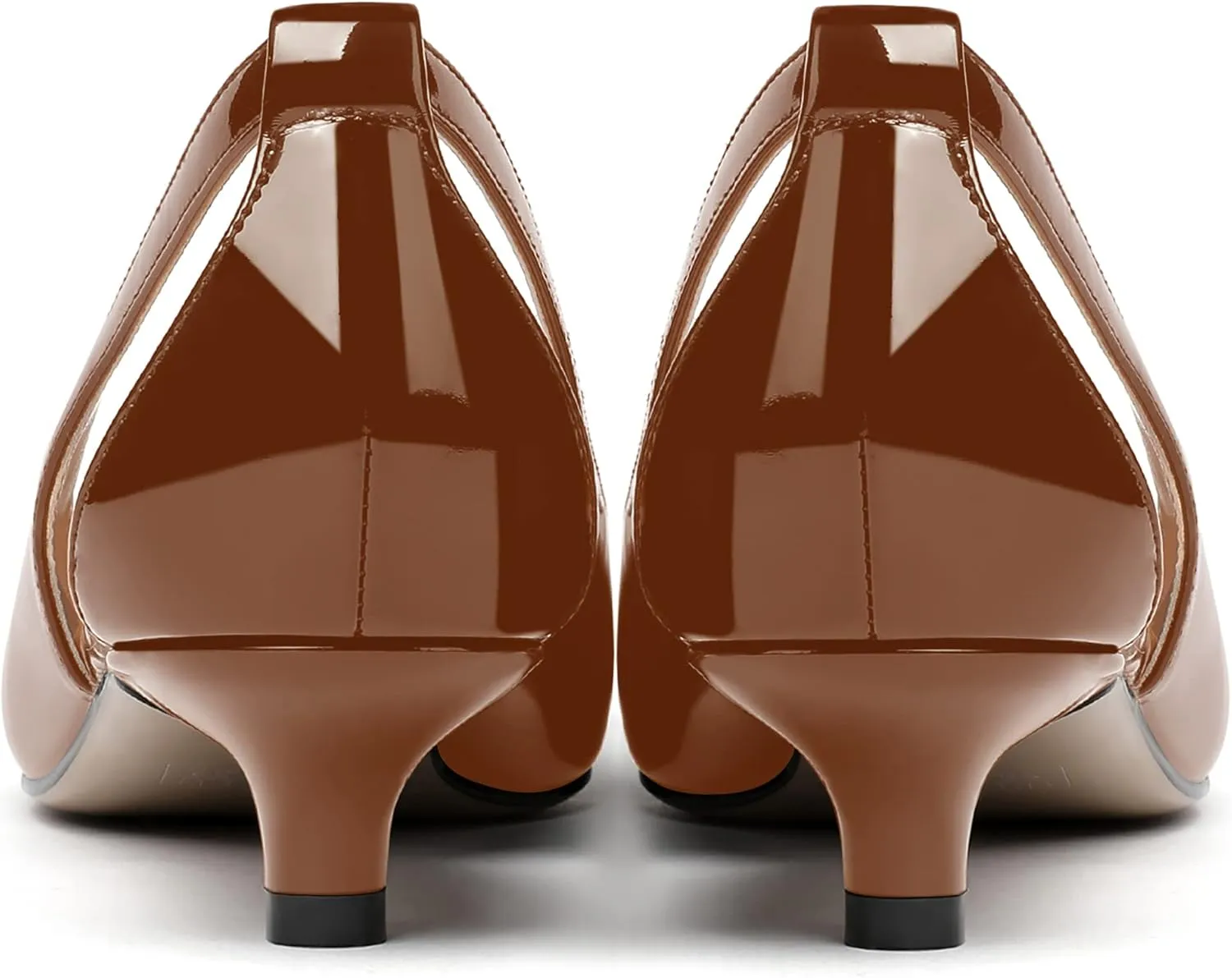 MERRORI Women's Pumps Kitten Low Heel Slip On Pointed Toe Dress Shoes Patent Leather Pumps Shoes 1.5 Inch