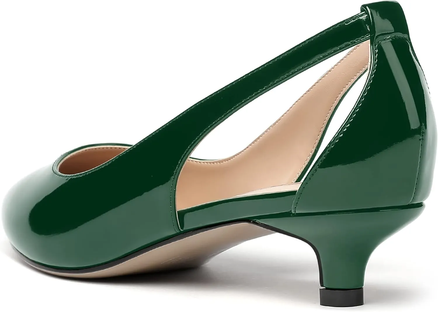 MERRORI Women's Pumps Kitten Low Heel Slip On Pointed Toe Dress Shoes Patent Leather Pumps Shoes 1.5 Inch