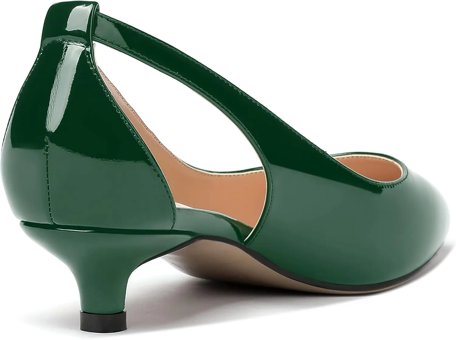 MERRORI Women's Pumps Kitten Low Heel Slip On Pointed Toe Dress Shoes Patent Leather Pumps Shoes 1.5 Inch