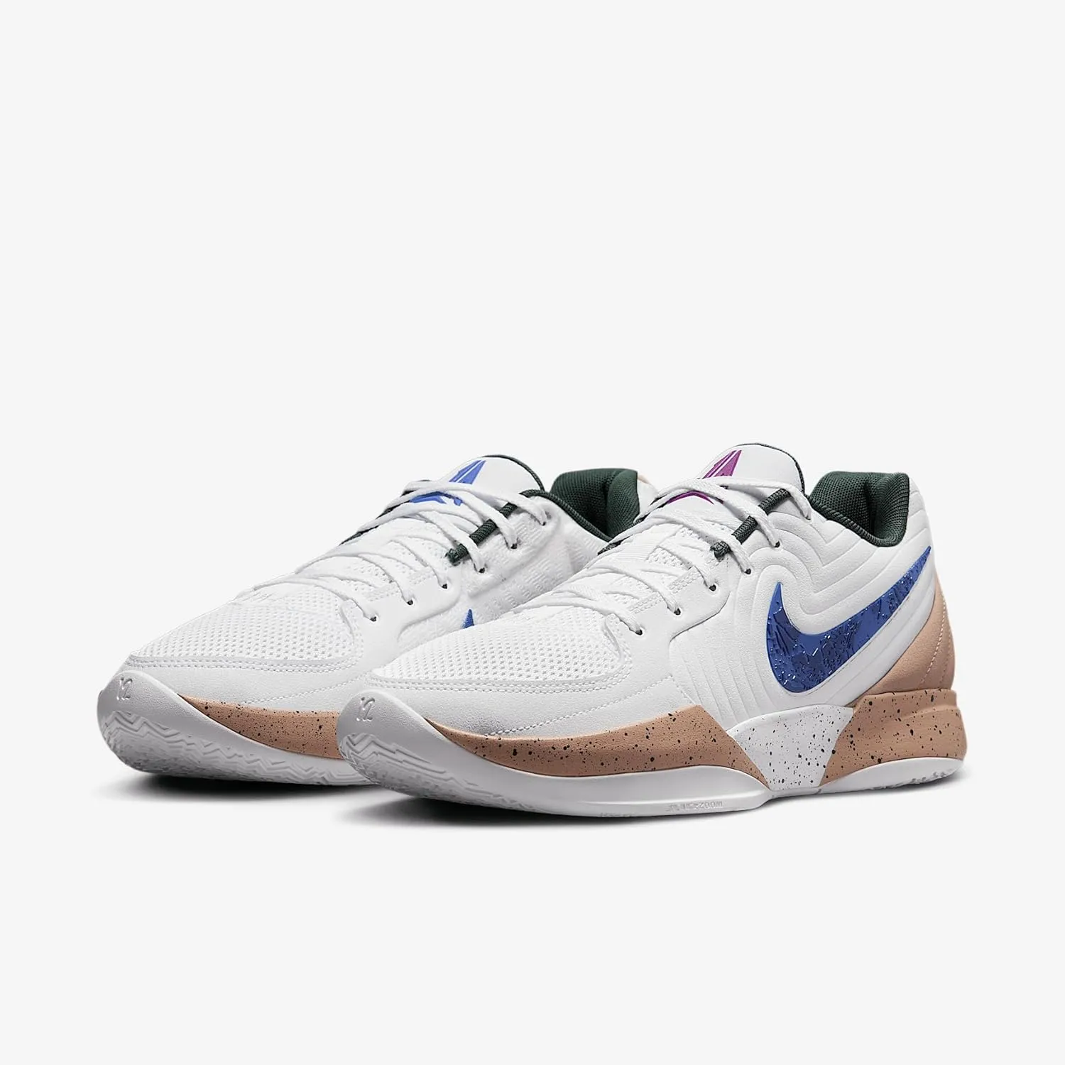 Nike Ja 2 Basketball Shoes (FD7328-101, White/Hemp/Vintage Green/Astronomy Blue)