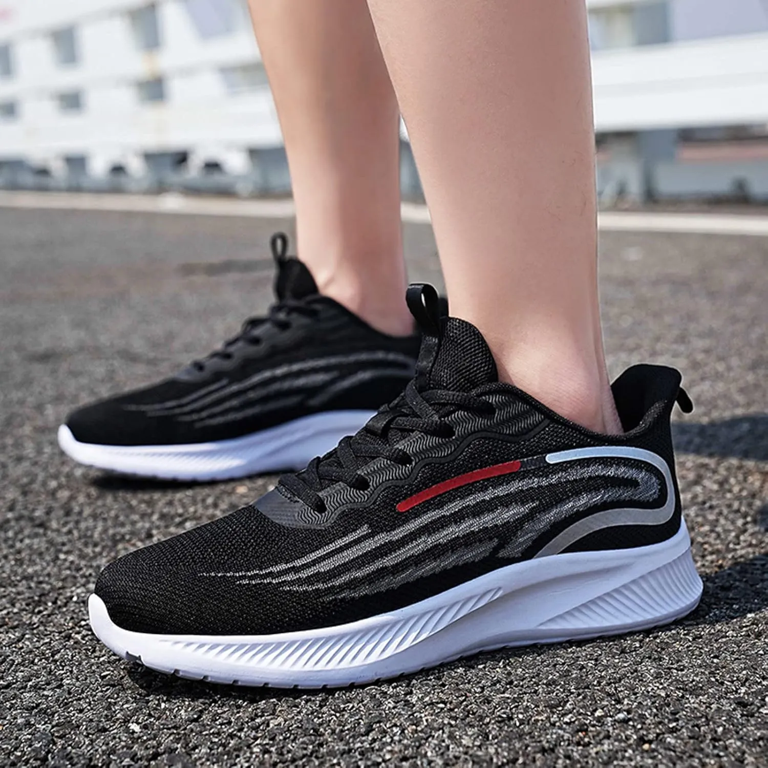 Non Slip Work Sport Shoes for Men Breathable and Light Outdoor Comfy Walking Shoe Soft Flat Soled Elderly Shoes