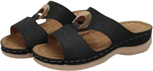 Orthopedic Sandals for Women Arch Support Wedges Sandal Summer Casual Comfortable Slippers Dressy Platform Beach Slides Low Heels Memory Foam Sandals Breathable Slipper