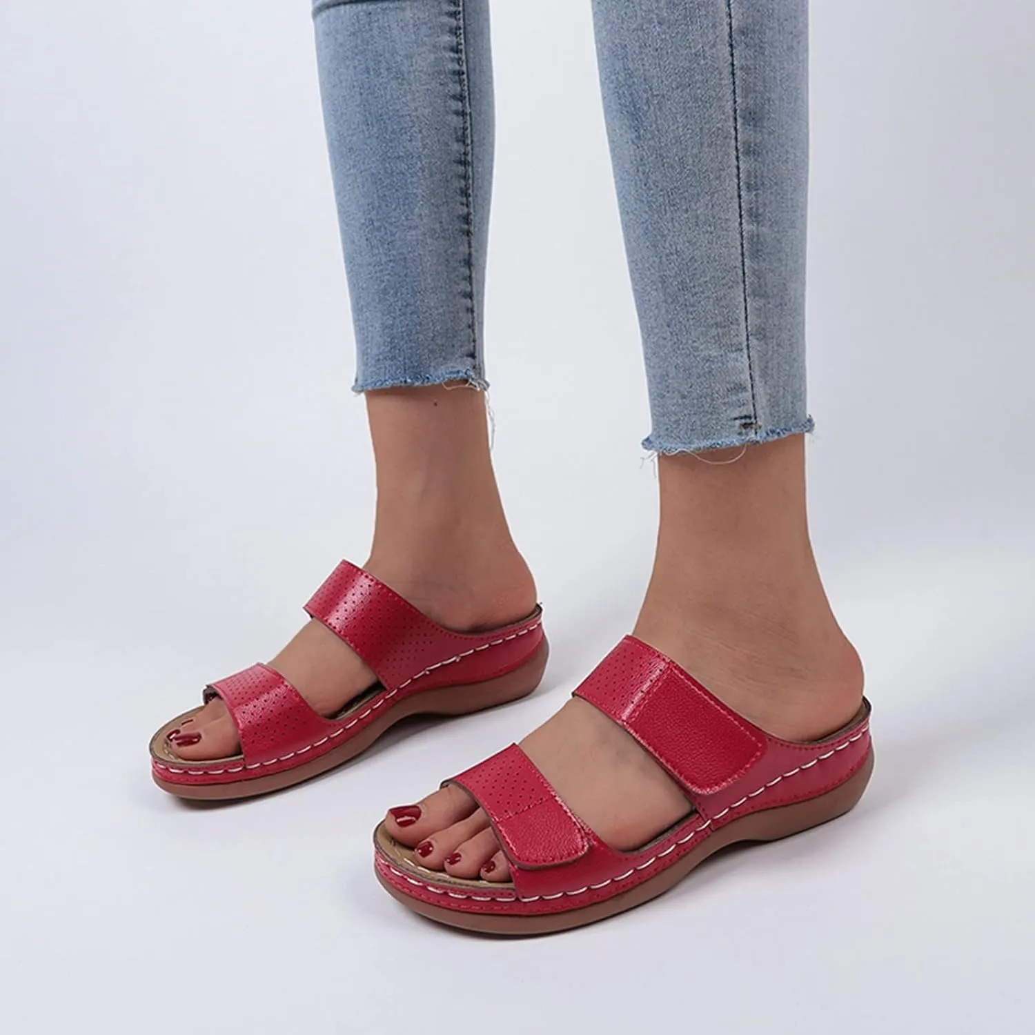 Platform Sandals Women Dressy Raffia Wedge Slip-Resistant Sole Open-Toe Ankle Wrap Summer Wedding Shoes Cushioned Midsole 2025 Spring and Summer Vacation