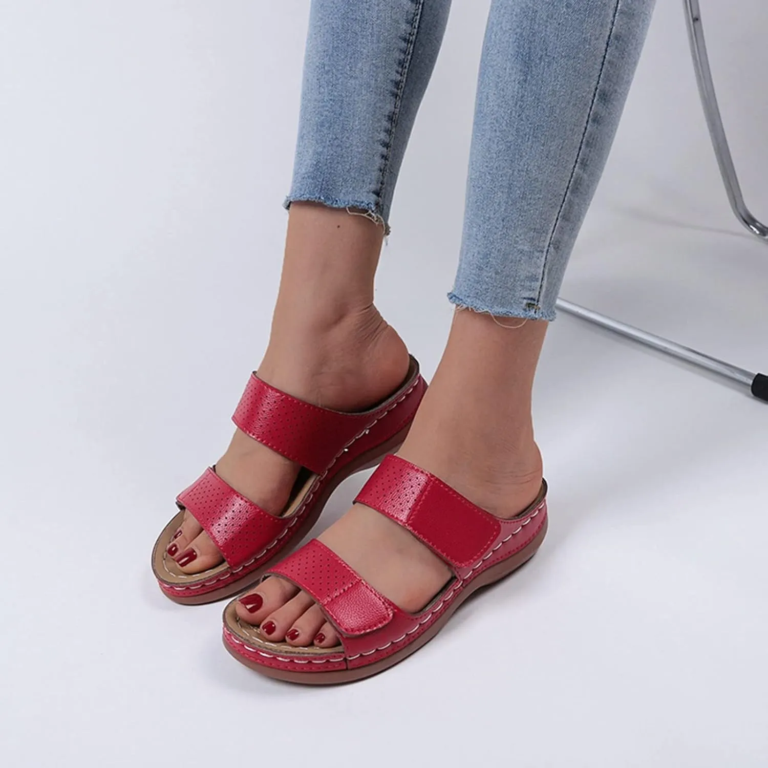 Platform Sandals Women Dressy Raffia Wedge Slip-Resistant Sole Open-Toe Ankle Wrap Summer Wedding Shoes Cushioned Midsole 2025 Spring and Summer Vacation